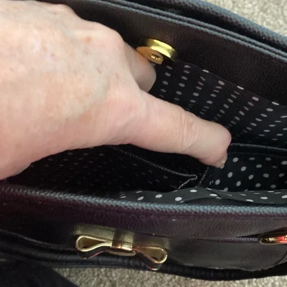 Lulu Guinness Black Purse with Gold Accents - Picture 7 of 11